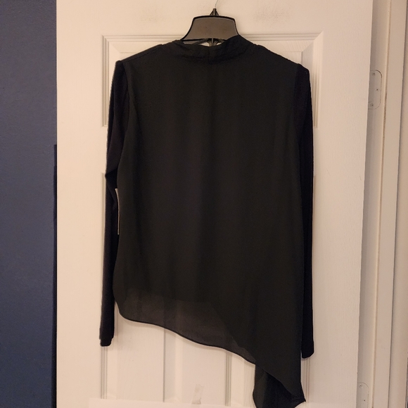 KAREN KANE Contrast Double Layer Wrap Top In Black Size Small - Picture 5 of 14